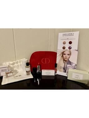 Christian Dior Luxury Beauty 8 Piece Bundle Perfume Lipstick Soap Make Up Pouch
